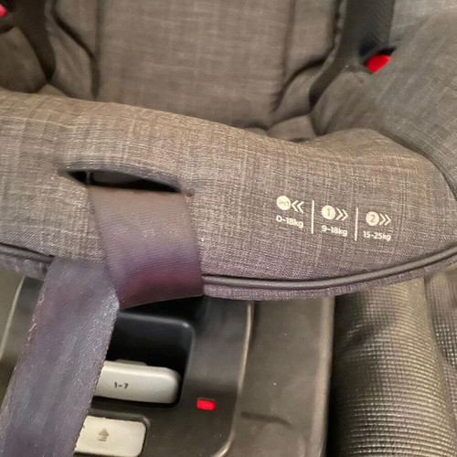 Joie car seat used with isofix base and protective cover