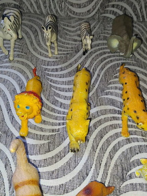 Various plastic animals used