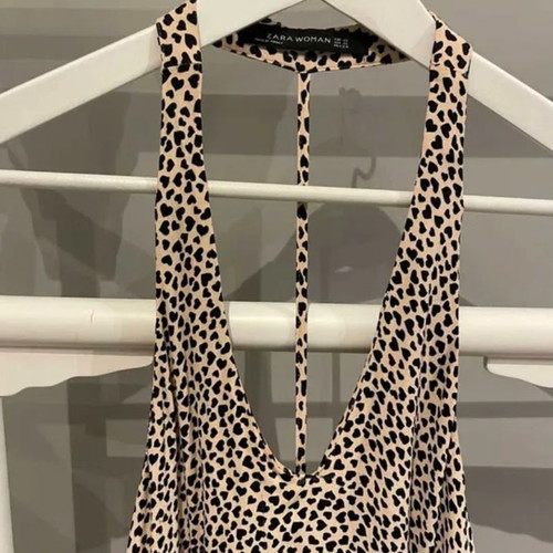 Zara summer dress, size S, black and beige
