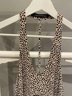 Zara summer dress, size S, black and beige