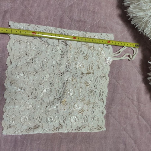 Top blouse used, white and beige, size S