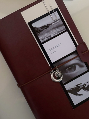 Handmade leather diary with bookmark and book tracker