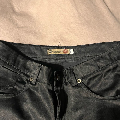 Satin-type pants black like new, mid-low waist
