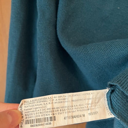 Cropped knitted turtleneck Pull&Bear size M like new, petrol color