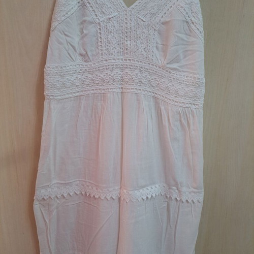 Women's long white dress with lace straps and lining