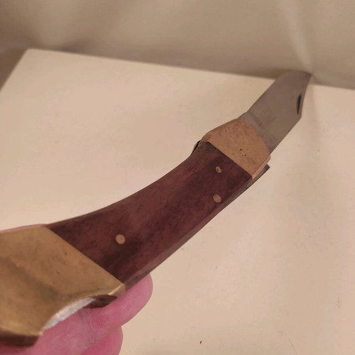 Vintage folding knife like new, wood metal bronze