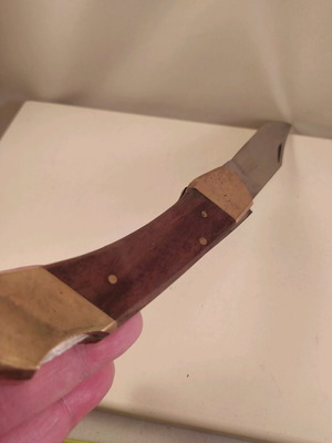 Vintage folding knife like new, wood metal bronze