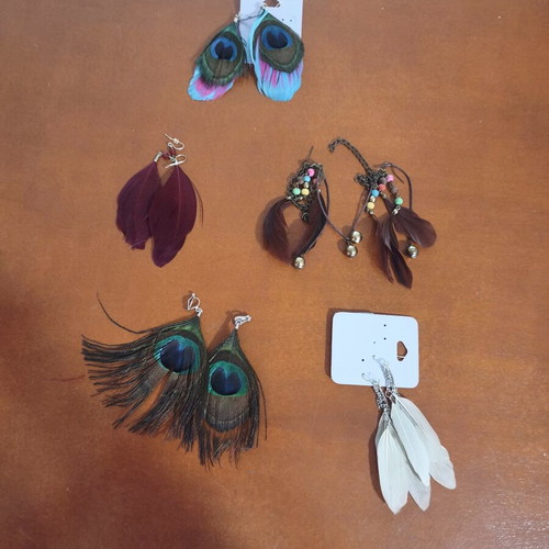 Feather earrings set of 5 pairs