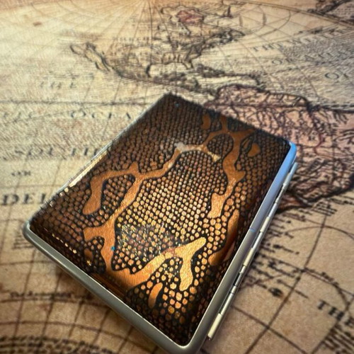 Cigar Case used, metal with stingray style lining for 20 cigars