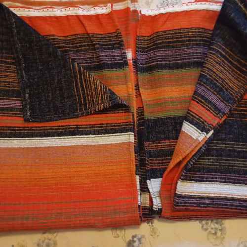 Vintage curtain side panels set of 2 used, heavy jacquard fabric 70x220 cm