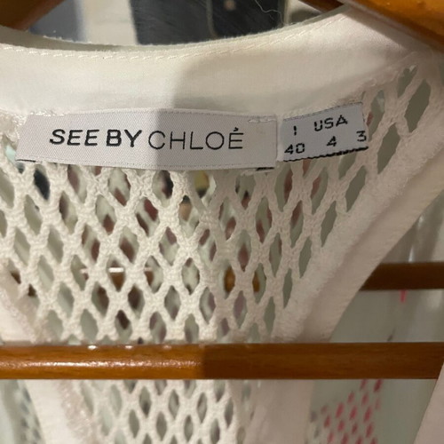 See By Chloe Cotton White Dress with Net and Ruffles like new, repaired defect