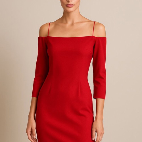 Red Off-Shoulder Dress Zara like new, slightly elastic, chic