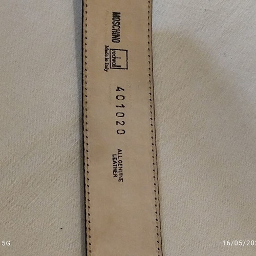 Moschino Redwall leather navy belt like new, size S 75