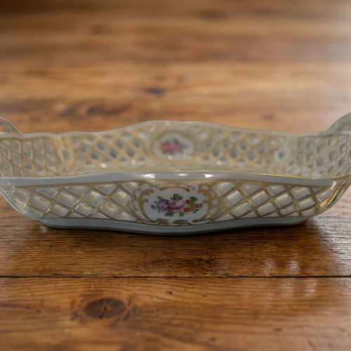 Porcelain Serving Basket Tray 100% Handmade, German Dresden