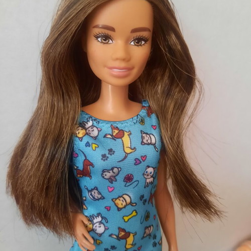 Barbie Fashionistas #97 Petite Doll with Pet Vet Dress