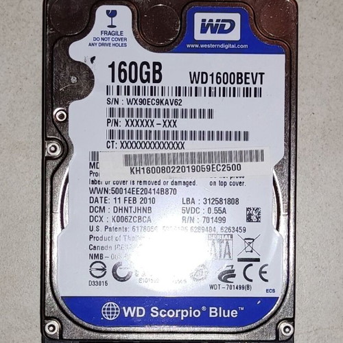 WD Scorpio Blue 160GB 2.5" Sata HDD used