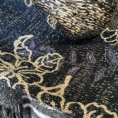 Desigual women's cardigan like new, medium, gray-white with fringes and floral sequins