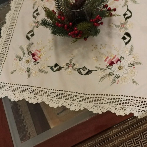 Christmas cotton tablecloth 85x85 new
