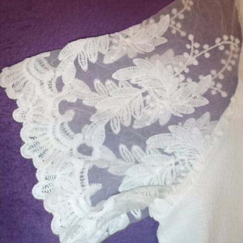 Shein curve line women's top XL white with transparent sleeves like new