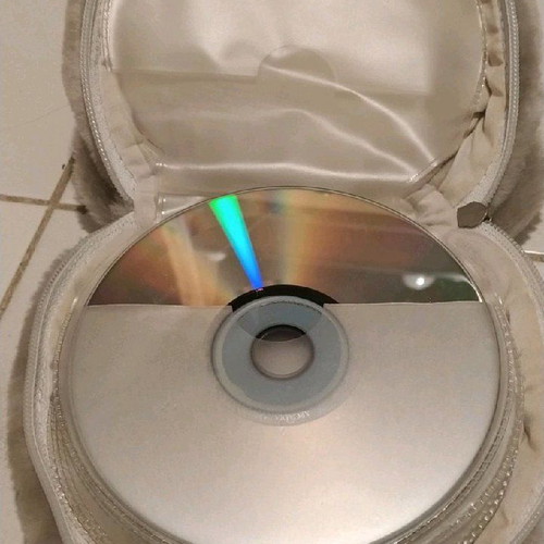 Vintage plush bear CD case used with 2 kids' sticker albums gift
