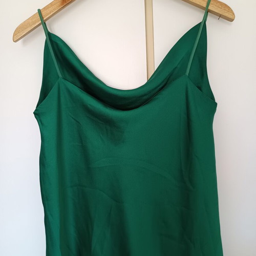 Emerald green satin cowl neck camisole top like new