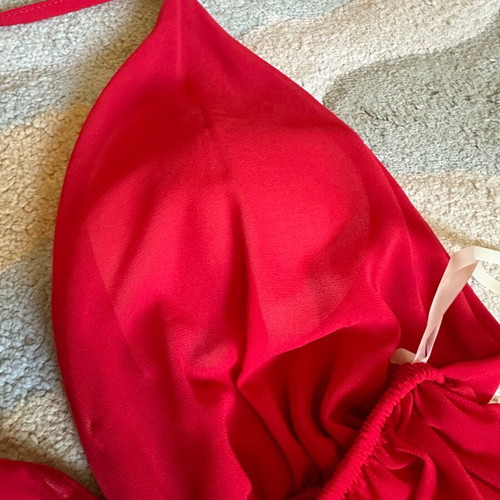 Long red backless dress like new, one size