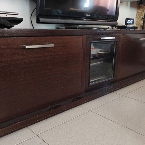 Living room unit used with lower cabinet, wall columns, and shelves