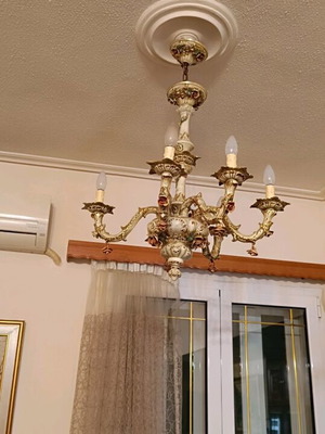 Vintage porcelain ceiling light 6-arm like new