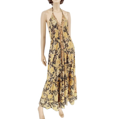 Thalassa long silk dress new one size multicolor gold tones