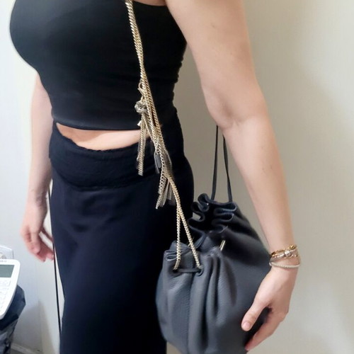 Love Power drawstring shoulder bag Diane Von Fürstenberg, gray leather