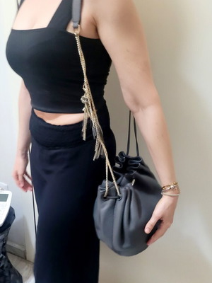 Love Power drawstring shoulder bag Diane Von Fürstenberg, gray leather