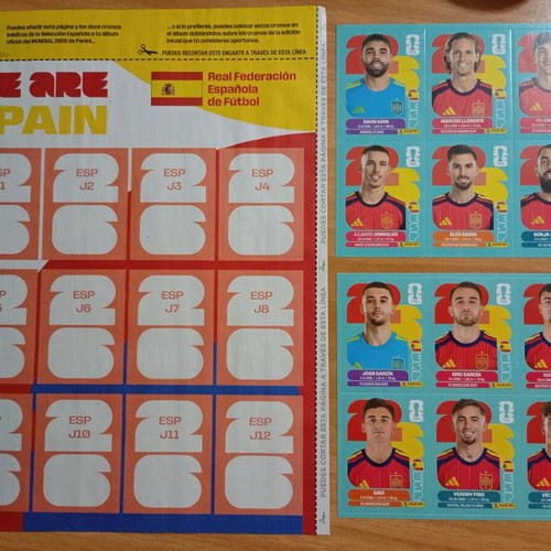 Panini World Cup 2026 Spain 12 update stickers with placement sheet