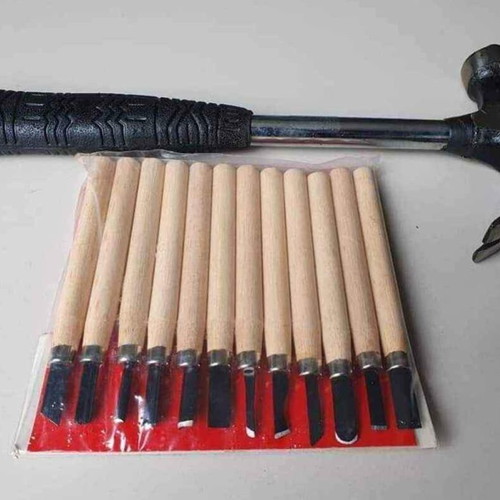 Ambika hammer and set of 12 wood carving chisels new