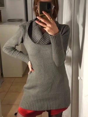 Long turtleneck sweater like new, gray, size M