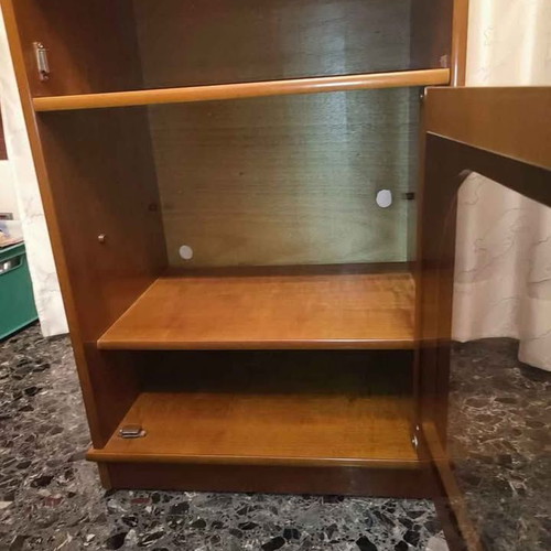 Vintage TV and Hi-Fi cabinet with 360° rotating base, walnut, like new