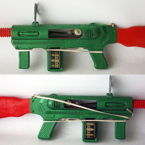 Vintage 80's Greek space gun Souper Comet F R 933 used, non-working with damages