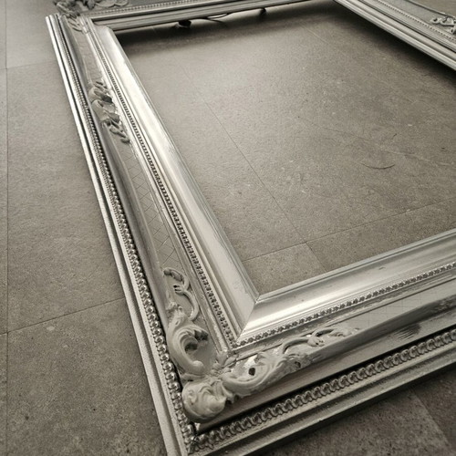 Large silver wooden decorative frame 90×70 cm