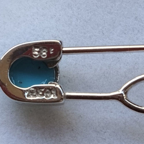 White Gold 14K Baby Safety Pin with Cross 4.83g Like New