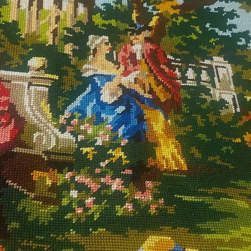Handmade embroidered frame fully filled, dimensions 105x50