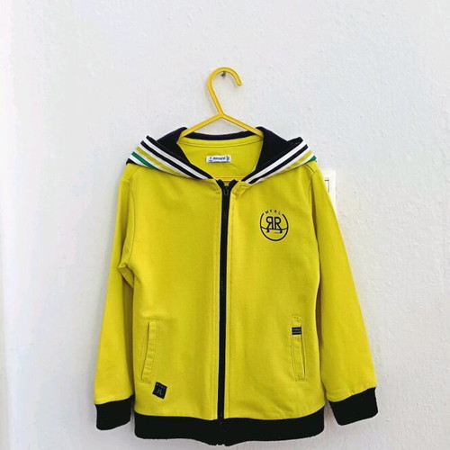 Mayoral kids hoodie jacket used, lemon/neon, size 110
