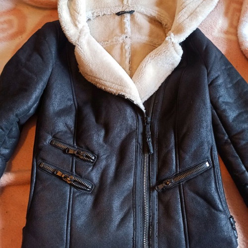 Trafaluc leather jacket used, with sheepskin lining, size S