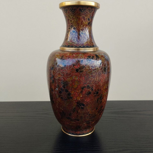 Cloisonne vintage decorative vase like new with metal