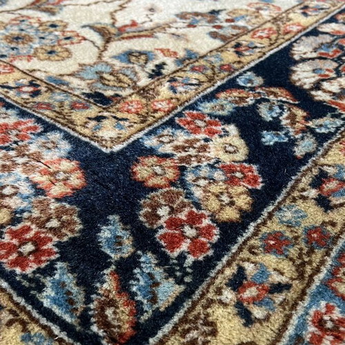 Vintage handmade large wool rug, floral motif, 1950s