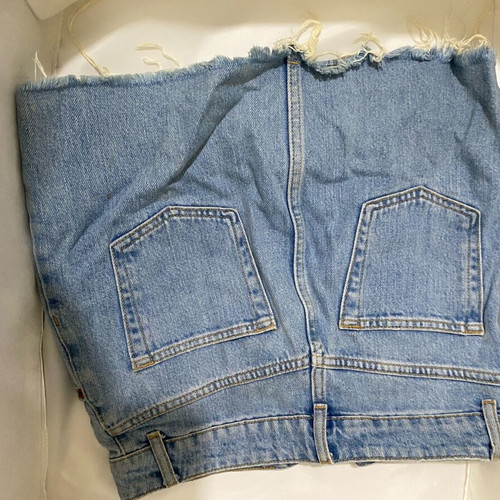 Topshop MOTO Distressed High Waist Denim Mini Skirt like new, blue, XS