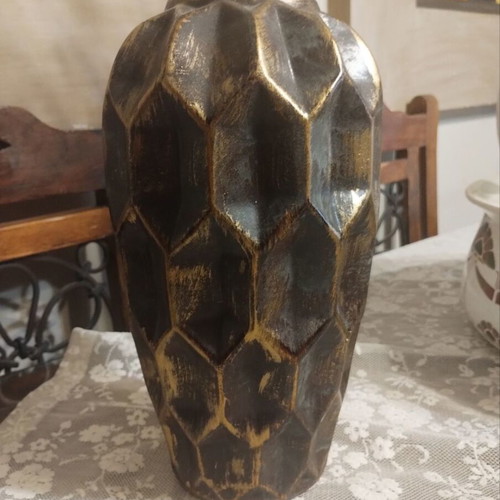 Ceramic vase brown with gold 27cm like new