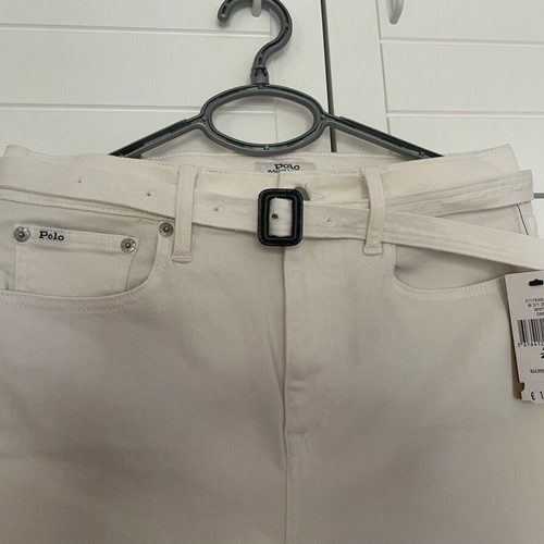 Ralph Lauren Jean white pants with belt size S 36 8 new