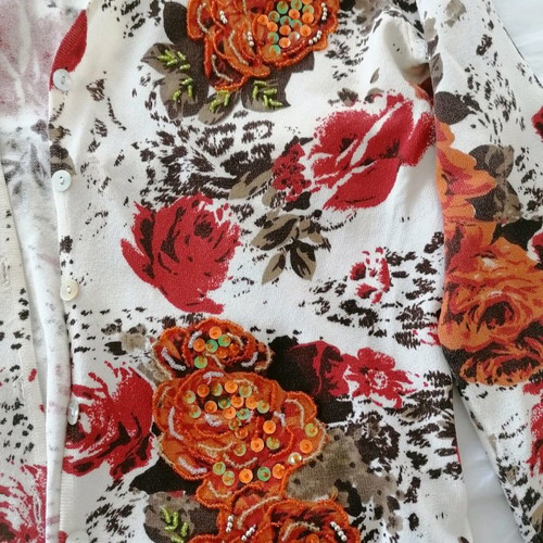 Twin set summer printed with embroidery and beads