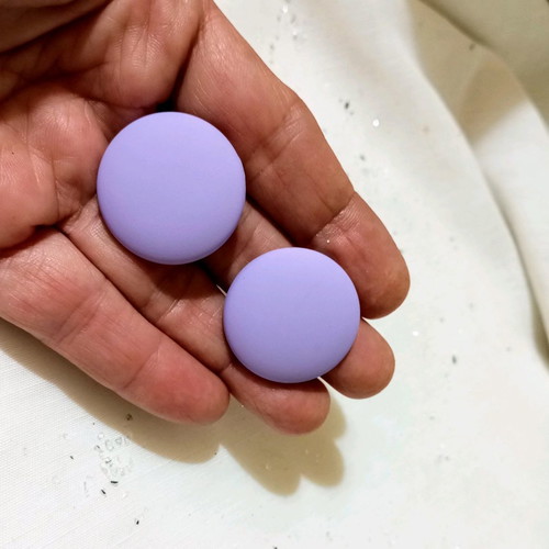 Round purple stud earrings new made of acrylic resin
