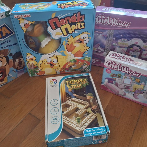 Children's toy set with LEGO and board games