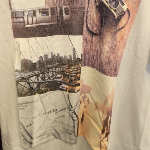 Calliope men's T-shirt large used, white off-white vintage graphic print